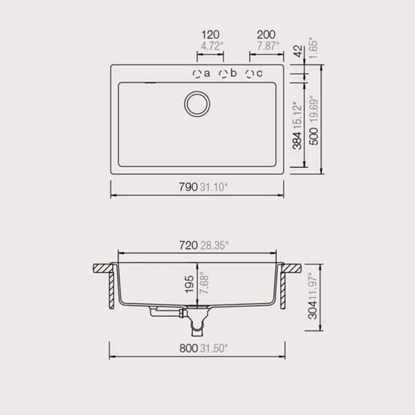 Νεροχύτης Ένθετος Manhattan 79x50 cm 30080